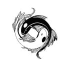 Metallsticker Yin Yang Fische