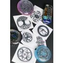 metal sticker mystic symbols silver