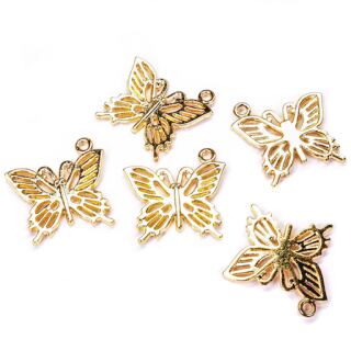 5 charms butterfly gold