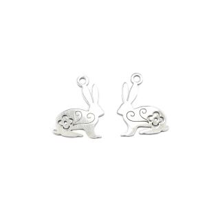2 little hares with flower pattern