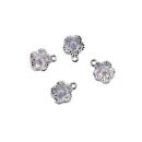 4 flower charms silver with rhinestone