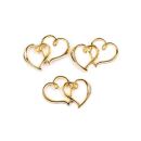 3 double hearts gold
