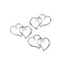 3 double hearts silver