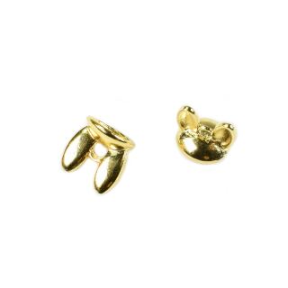 2 bunny ears glue on bead caps 10mm gold