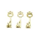 3 kleine Katzenschlüssel gold