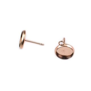2 stainless steel ear studs with 10mm tray and eyelet rose gold