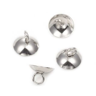 5 stainless steel glue on bead caps 10mm silver