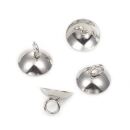 5 stainless steel glue on bead caps 10mm silver