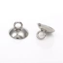 5 stainless steel glue on bead caps 10mm silver
