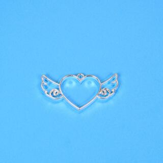 metal frame winged heart silver