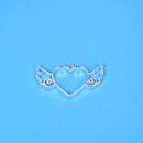 metal frame winged heart silver