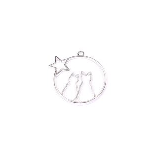 metal frame cats moon star silver