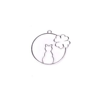 metal frame cats moon clover silver