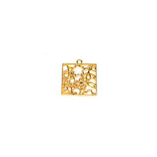 metal frame square with flower pattern gold