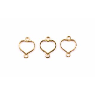 3 metal frame connectors heart gold