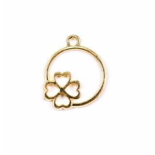 metal frame little circle with clover gold