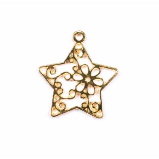 metal frame star with floral pattern gold