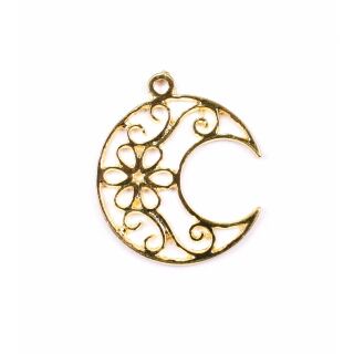 metal frame moon with floral pattern gold