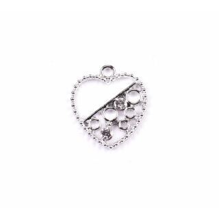 metal frame heart with rhinestone silber