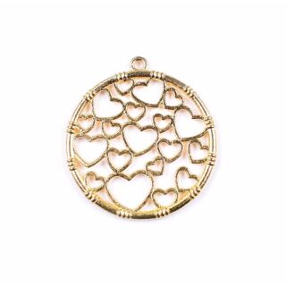 metal frame circle with hearts gold