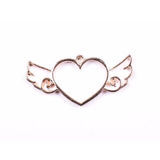 metal frame winged heart rose gold