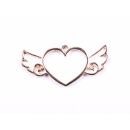 metal frame winged heart rose gold