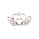 bezel double heart with wings rose gold