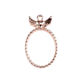 bezel oval heart and wings rose gold