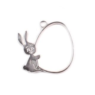 bezel egg with easter bunny matte silver - design 1