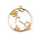 bezel circle with cat and sakura gold