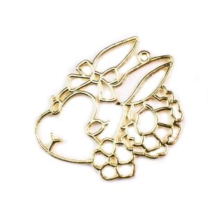 bezel bunnyhead with flowers gold