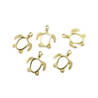 5 bezels small turtle gold