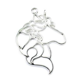 bezel graceful unicorn head silver