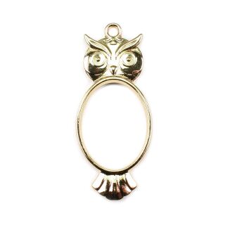 bezel owl oval gold