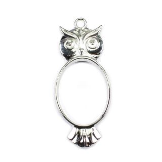 bezel owl oval silver