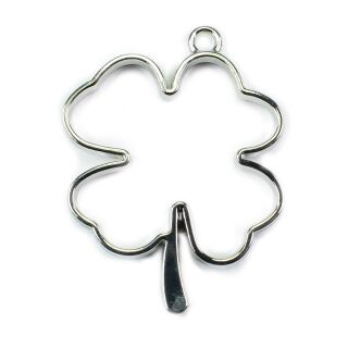 bezel four leaf clover silver