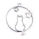 bezel sitting cat moon star silver