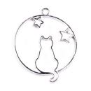 bezel sitting cat moon star silver