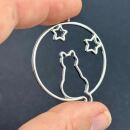 bezel sitting cat moon star silver