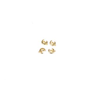 4 tiny cats on crescent moon gold