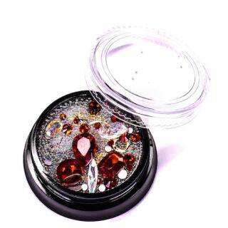 gemstones  gold inlay micro beads mix red