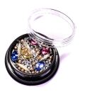 Edelsteine Goldeinlage Perlen Strass mix blau rosa