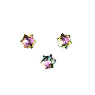 3 little rhinestones snowflake green-pink