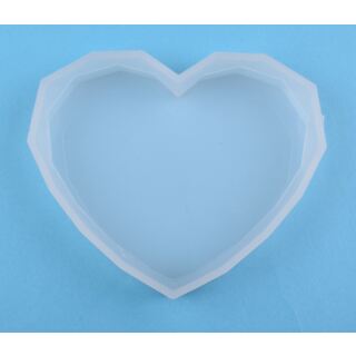 silicone mold flat heart with facetted border S