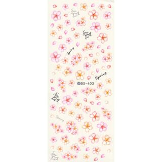 flowers spring water transfer sticker sheet pink