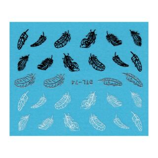 feathers sticker sheed white silver black DTL-74