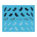 Federn Stickerbogen weiss silber schwarz DTL-74