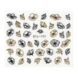 flowers sticker sheet black gold DTL-192