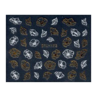 flowers sticker sheet white gold DTL-193