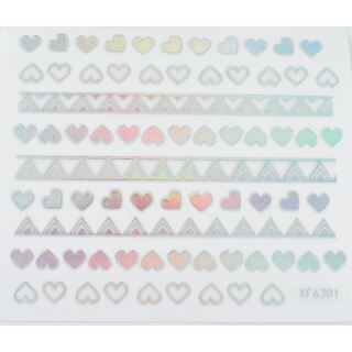 holografischer Stickerbogen Herzen